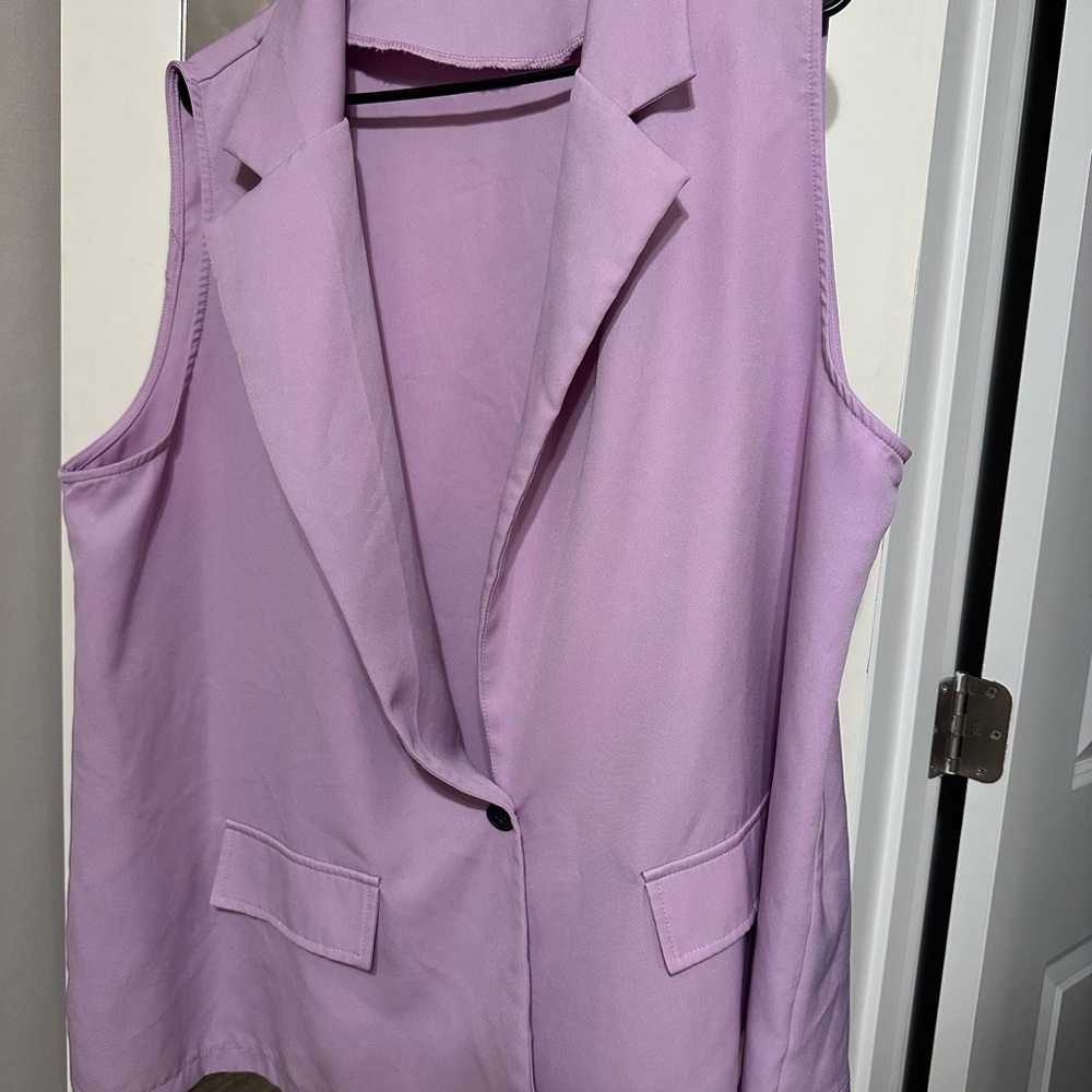 Lavender Sleeveless Blazer Vest